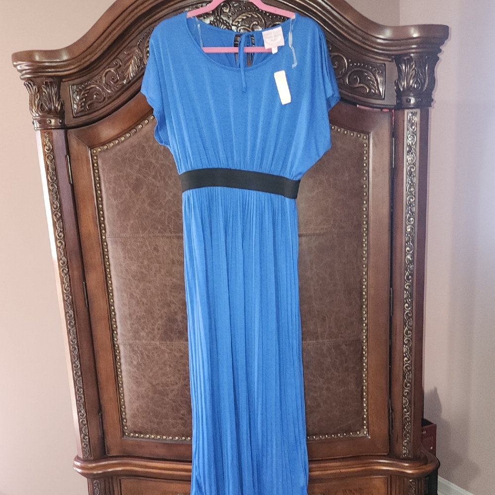 ROMEO & JULIET COUTURE FLOWY PLEAT BOTTOM BLACK WAISTBAND NWT MAXI SZ LARGE